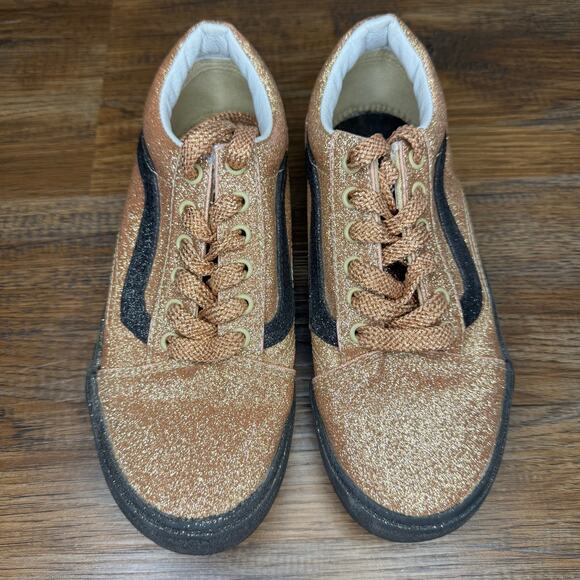 Vans Big Kids size 3 gold glitter Old Skool party lace up shoes - Picture 1 of 8